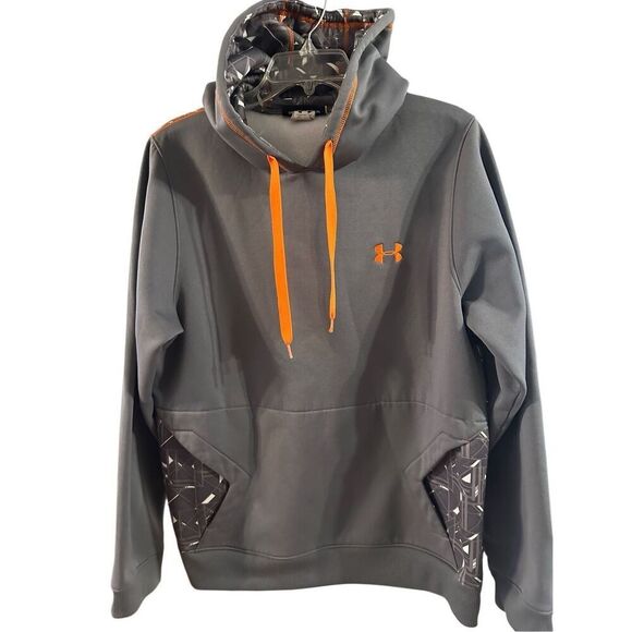 Under Armour Men's Gray Contrast Geometric Panel Loose Pullover Hoodie Medium - Picture 1 of 3